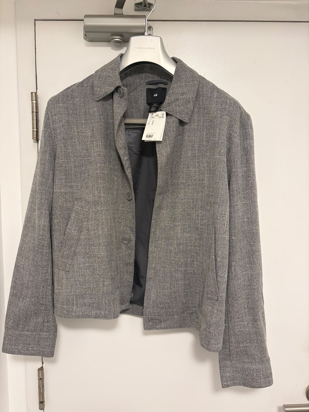 H&M Women's Light Gray Tailored Button-Front Blazer